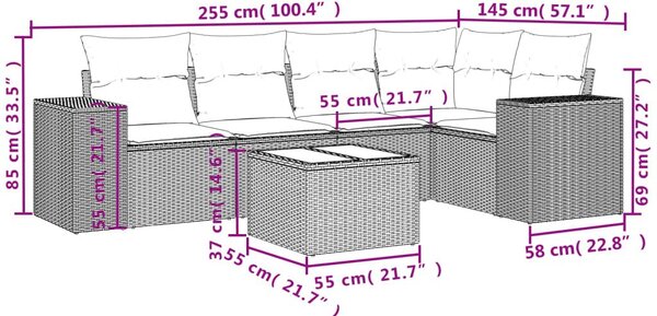 Σετ Καναπέ Κήπου 6 τεμ. Μπεζ Συνθετικό Ρατάν με Μαξιλάρια - Μπεζ