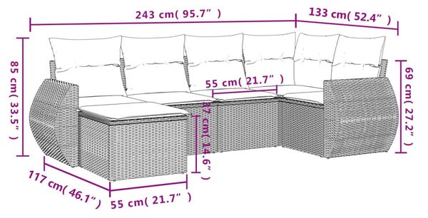 Σετ Καναπέ Κήπου 6 τεμ. Μπεζ Συνθετικό Ρατάν με Μαξιλάρια - Μπεζ