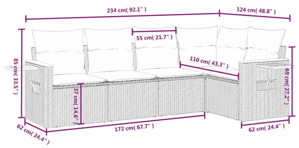 Σετ Καναπέ Κήπου 6 τεμ. Μπεζ Συνθετικό Ρατάν με Μαξιλάρια - Μπεζ