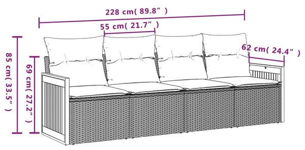 Σετ Καναπέ Κήπου 4 τεμ. Μπεζ Συνθετικό Ρατάν με Μαξιλάρια - Μπεζ