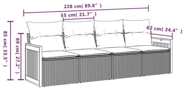 Σετ Καναπέ Κήπου 4 τεμ. Μπεζ Συνθετικό Ρατάν με Μαξιλάρια - Μπεζ