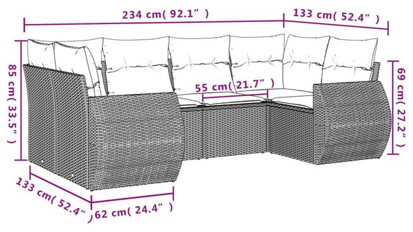 Σετ Καναπέ Κήπου 6 τεμ. Μπεζ Συνθετικό Ρατάν με Μαξιλάρια - Μπεζ