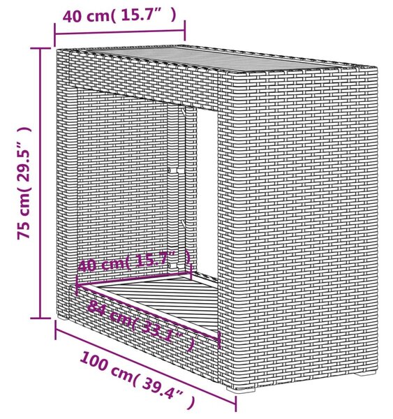 Τραπέζι Κήπου με Ξύλινη Επιφάνεια Μαύρο 100x40x75 εκ Συνθ Ρατάν - Μαύρο