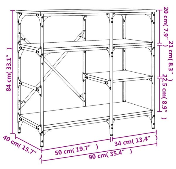 Ραφιέρα Κουζίνας Sonoma Δρυς 90x40x84 εκ. Επ. Ξύλο & Μέταλλο - Καφέ