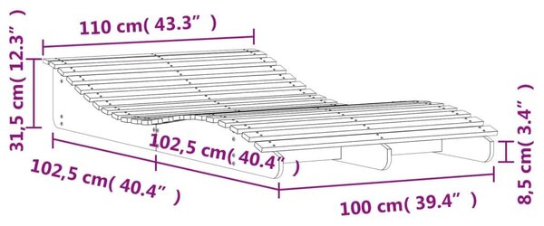 Ξαπλώστρα 205x1100x31,5 εκ. από Μασίφ Ξύλο Πεύκου - Καφέ