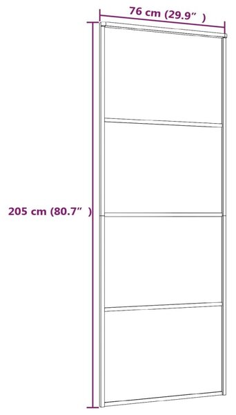 Συρόμενη Πόρτα Λευκή 76 x 205 εκ. από Γυαλί ESG / Αλουμίνιο - Λευκό