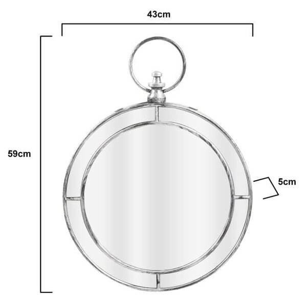 Inart Καθρέπτης Τοίχου PP Αντικέ Ασήμι 43X5X59εκ