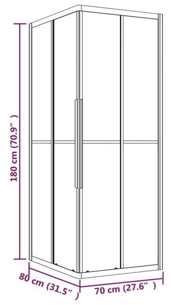 Καμπίνα Ντουζιέρας με Ρίγες Μαύρη 80 x 70 x 180 εκ. από ESG