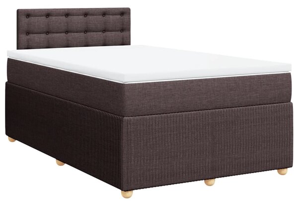 VidaXL Κρεβάτι Boxspring με Στρώμα Σκούρο Καφέ 120x200 εκ. Υφασμάτινο