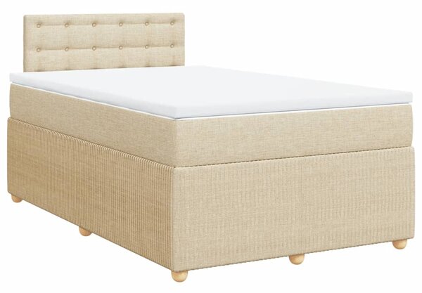 VidaXL Κρεβάτι Boxspring με Στρώμα Κρεμ 120x190 εκ. Υφασμάτινο