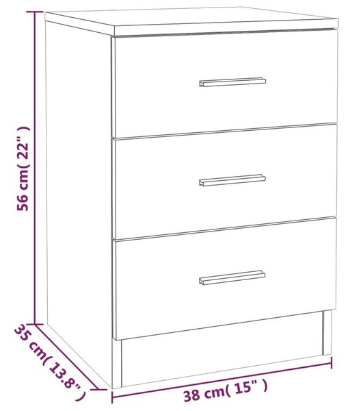 Κομοδίνο Γκρι Sonoma 38x35x56 εκ. από Επεξεργασμένο Ξύλο - Γκρι