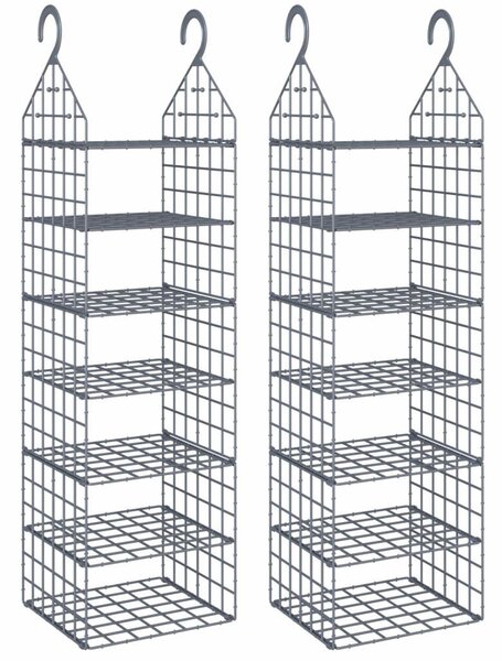 Κρεμαστές Θήκες Ρούχων Ντουλάπας με 7 Ράφια - Γκρι