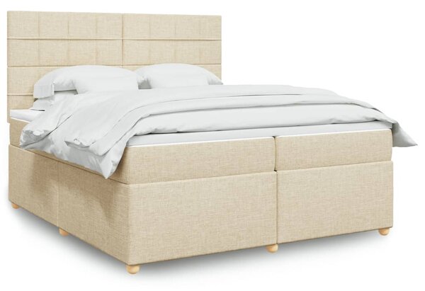 VidaXL Κρεβάτι Boxspring με Στρώμα Κρεμ 200x200 εκ. Υφασμάτινο