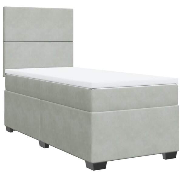 VidaXL Κρεβάτι Boxspring με Στρώμα Ανοιχτό Γκρι 80x200 εκ. Βελούδινο