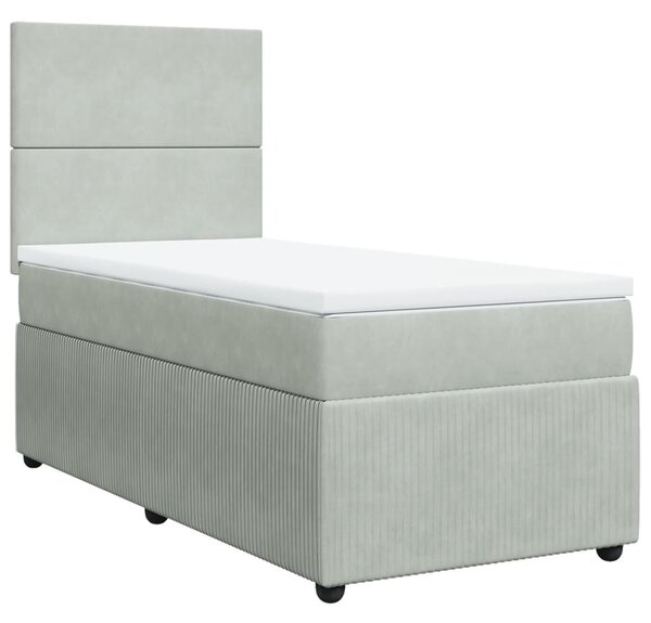 VidaXL Κρεβάτι Boxspring με Στρώμα Ανοιχτό Γκρι 80x200 εκ. Βελούδινο