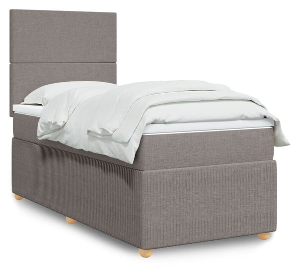 VidaXL Κρεβάτι Boxspring με Στρώμα Taupe 90x200 εκ. Υφασμάτινο