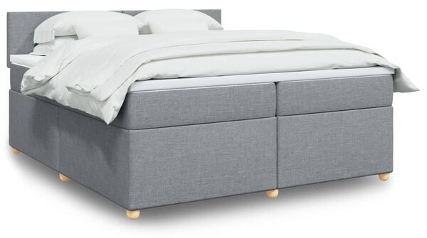 VidaXL Κρεβάτι Boxspring με Στρώμα Ανοιχτό Γκρι 200x200 εκ. Υφασμάτινο