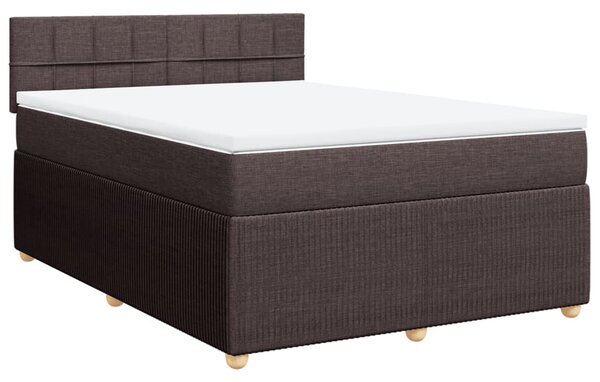 VidaXL Κρεβάτι Boxspring με Στρώμα Σκούρο Καφέ 140x200 εκ Υφασμάτινο