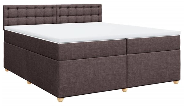 VidaXL Κρεβάτι Boxspring με Στρώμα Σκούρο Καφέ 200x200 εκ. Υφασμάτινο