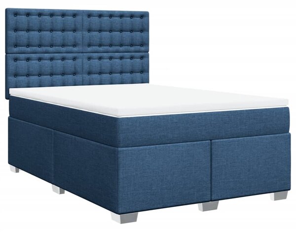 VidaXL Κρεβάτι Boxspring με Στρώμα Μπλε 140x190 εκ. Υφασμάτινο