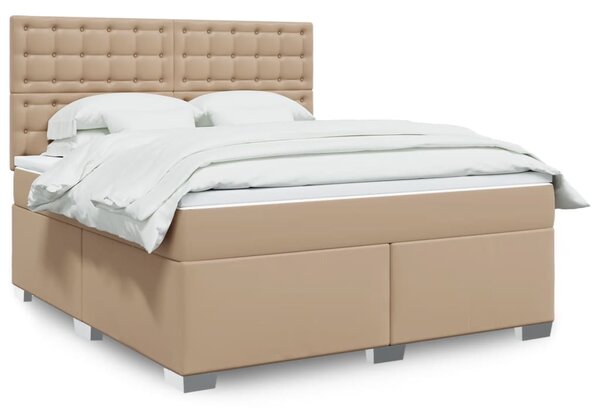 VidaXL Κρεβάτι Boxspring με Στρώμα Καπουτσίνο 180x200 εκ. Συνθ. Δέρμα