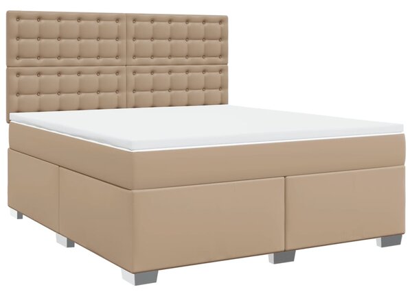 VidaXL Κρεβάτι Boxspring με Στρώμα Καπουτσίνο 180x200 εκ. Συνθ. Δέρμα