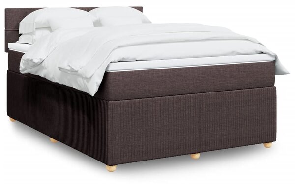 VidaXL Κρεβάτι Boxspring με Στρώμα Σκούρο Καφέ 140x200 εκ Υφασμάτινο