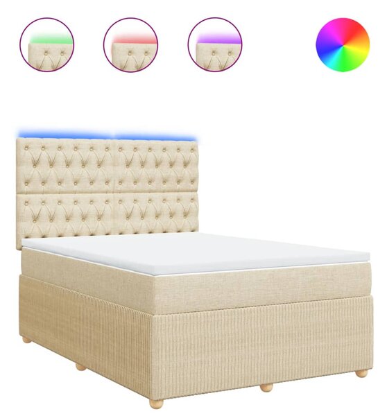 VidaXL Κρεβάτι Boxspring με Στρώμα Κρεμ 140x200 εκ. Υφασμάτινο