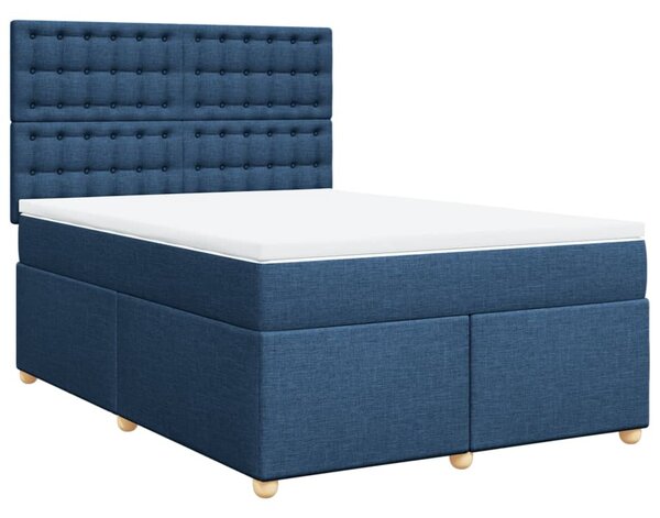 VidaXL Κρεβάτι Boxspring με Στρώμα Μπλε 140x190 εκ. Υφασμάτινο