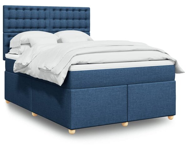 VidaXL Κρεβάτι Boxspring με Στρώμα Μπλε 140x190 εκ. Υφασμάτινο