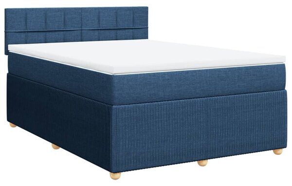 VidaXL Κρεβάτι Boxspring με Στρώμα Μπλε 140x190 εκ. Υφασμάτινο