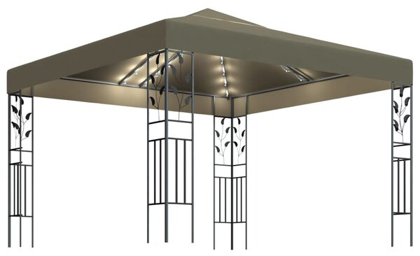 VidaXL Κιόσκι με Φωτάκια LED Taupe 3 x 3 μ