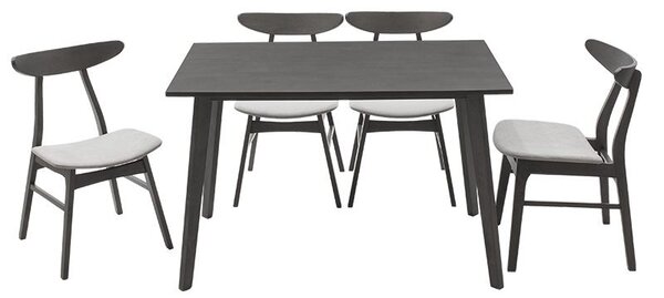 Tραπεζαρία Benson - Orlean pakoworld σετ 5τμχ rustic grey-ύφασμα γκρι 120x75x75εκ