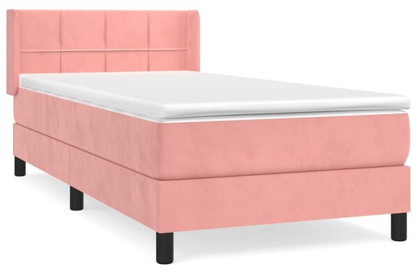 VidaXL Κρεβάτι Boxspring με Στρώμα Ροζ 100x200 εκ. Βελούδινο