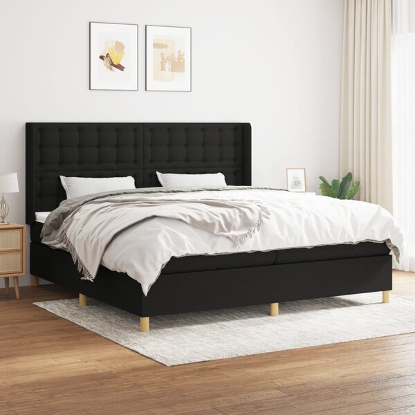 VidaXL Κρεβάτι Boxspring με Στρώμα Μαύρο 200x200 εκ. Υφασμάτινο