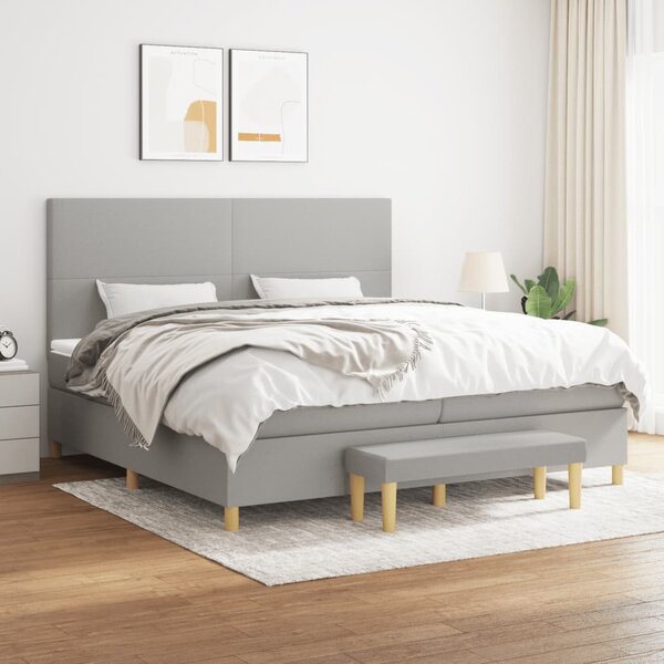 VidaXL Κρεβάτι Boxspring με Στρώμα Ανοιχτό Γκρι 200x200 εκ. Υφασμάτινο