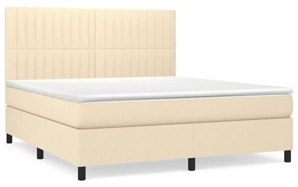 VidaXL Κρεβάτι Boxspring με Στρώμα Κρεμ 160x200 εκ. Υφασμάτινο