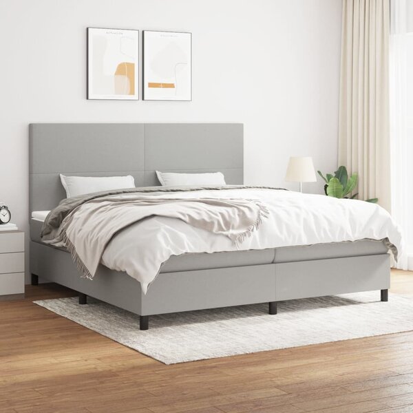 VidaXL Κρεβάτι Boxspring με Στρώμα Ανοιχτό Γκρι 200x200 εκ. Υφασμάτινο