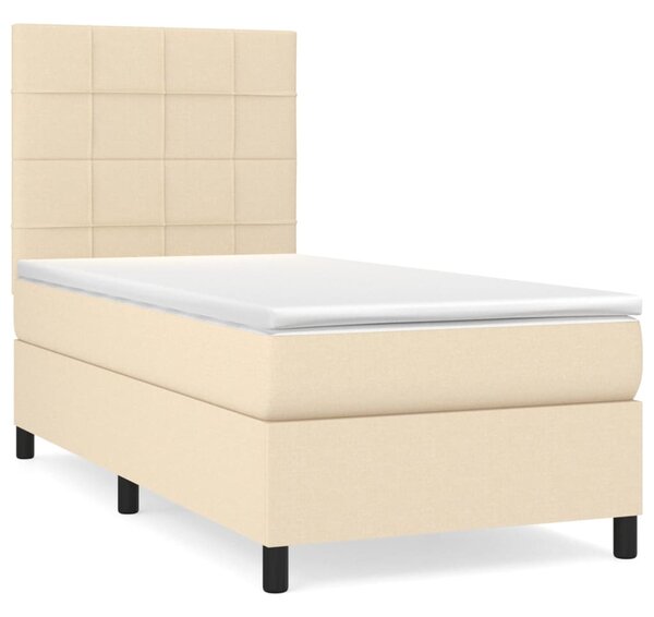 VidaXL Κρεβάτι Boxspring με Στρώμα Κρεμ 80 x 200 εκ. Υφασμάτινο