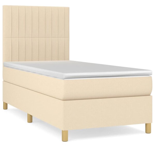 VidaXL Κρεβάτι Boxspring με Στρώμα Κρεμ 80 x 200 εκ. Υφασμάτινο