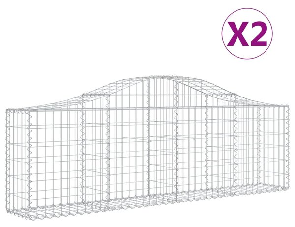 VidaXL Συρματοκιβώτια Τοξωτά 2 τεμ. 200x30x60/80 εκ. Γαλβαν. Ατσάλι