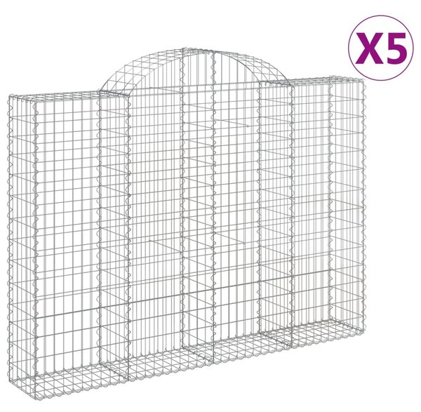 VidaXL Συρματοκιβώτια Τοξωτά 5 τεμ. 200x30x140/160 εκ. Γαλβαν. Ατσάλι