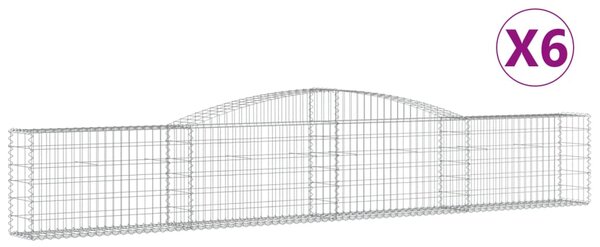 VidaXL Συρματοκιβώτια Τοξωτά 6 τεμ. 400x30x60/80 εκ. Γαλβαν. Ατσάλι