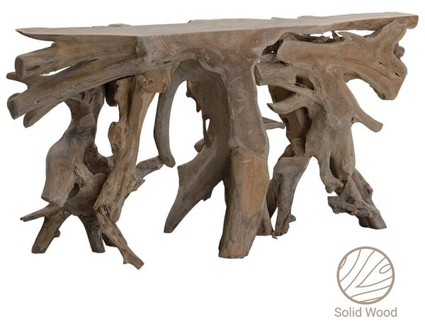 Κονσόλα Root pakoworld χειροποίητη teak ξύλο φυσικό 150x40x80εκ