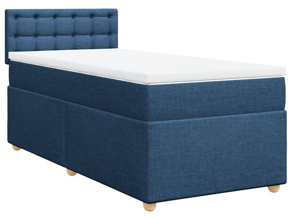 VidaXL Κρεβάτι Boxspring με Στρώμα Μπλε 90x190 εκ.Υφασμάτινο