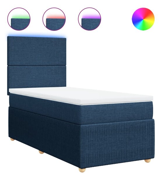 VidaXL Κρεβάτι Boxspring με Στρώμα Μπλε 100 x 200 εκ. Υφασμάτινο