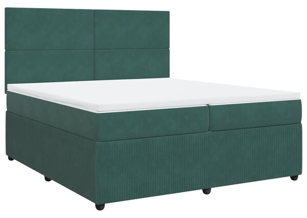 VidaXL Κρεβάτι Boxspring με Στρώμα Σκούρο Πράσινο 200x200εκ. Βελούδινο