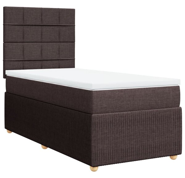 VidaXL Κρεβάτι Boxspring με Στρώμα Σκούρο Καφέ 90x200 εκ. Υφασμάτινο