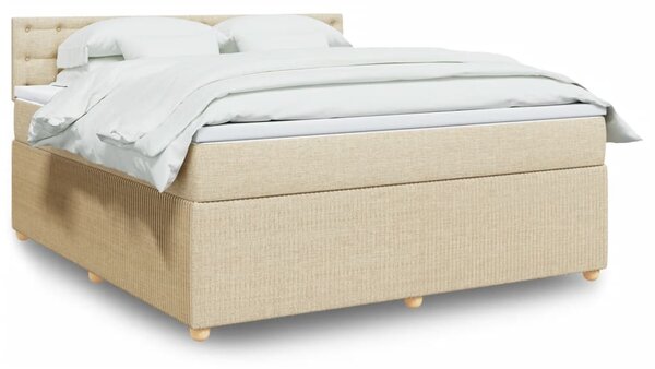 VidaXL Κρεβάτι Boxspring με Στρώμα Κρεμ 180x200 εκ. Υφασμάτινο