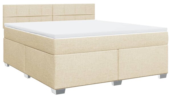 VidaXL Κρεβάτι Boxspring με Στρώμα Κρεμ 180x200 εκ. Υφασμάτινο